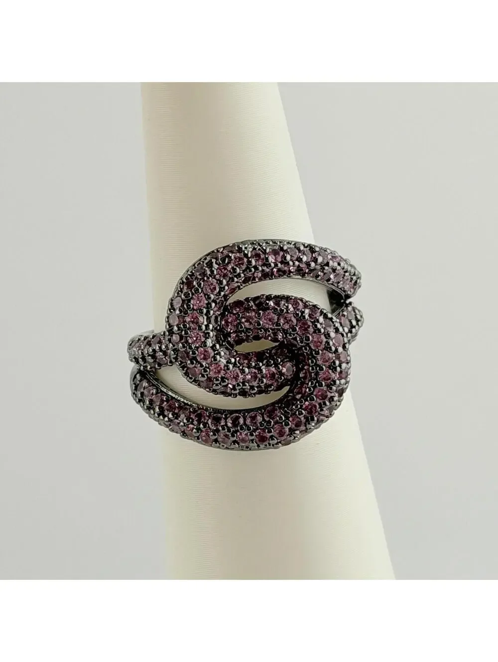 Bomb Party Ring Sz 6 “Sunlit Breeze” RG76893 Pave Pink Sapphire on Hematite